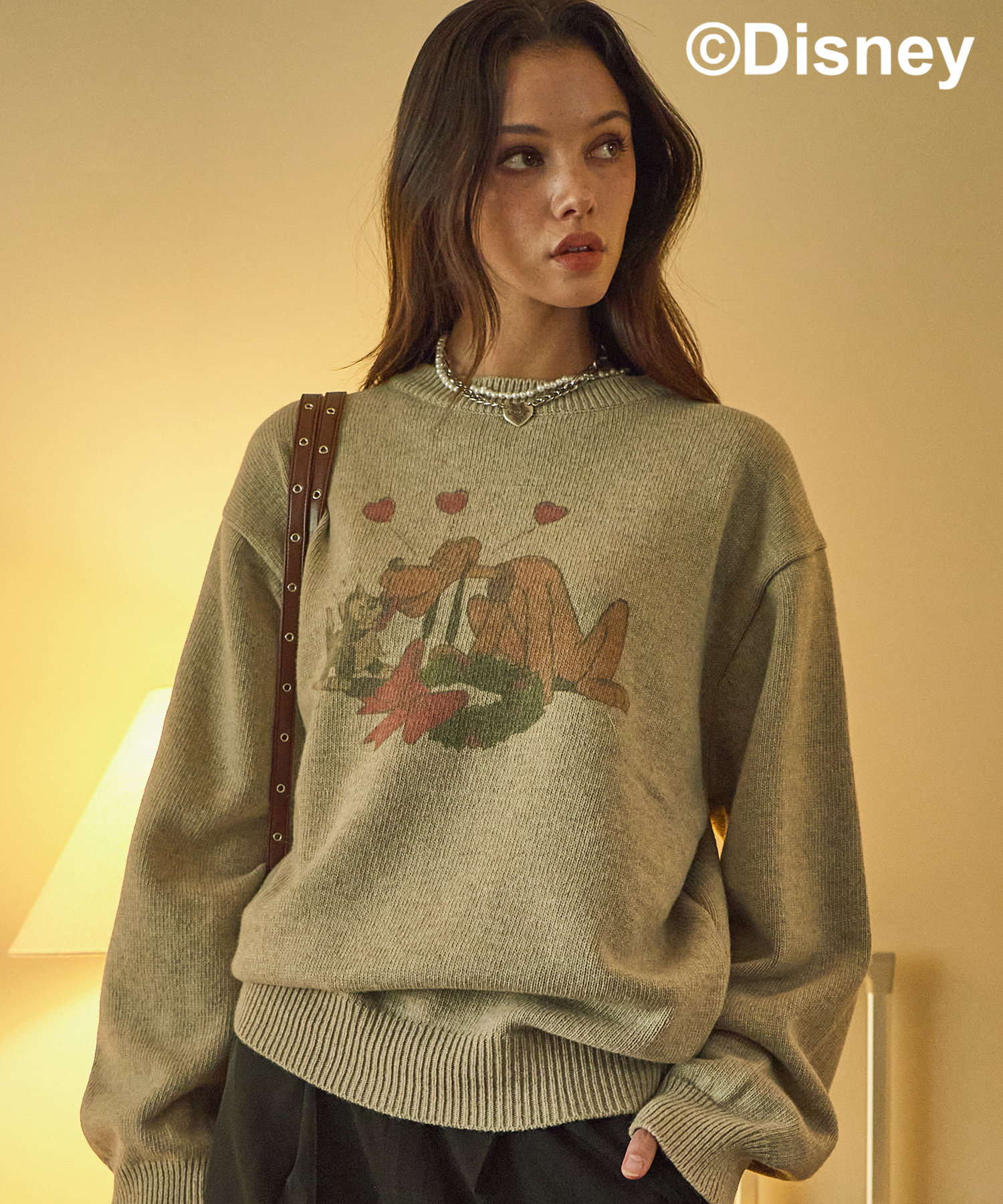 Mickey Mouse_Friends Sweater(Overfit)-Oatmeal